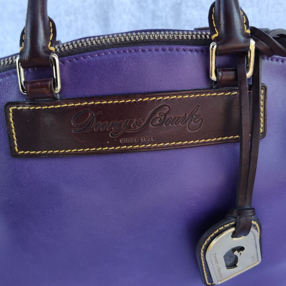 Dooney & Bourke Leather Purse Shoulder Bag, Handbag Purple w/ Dark Trim - Picture 6 of 17